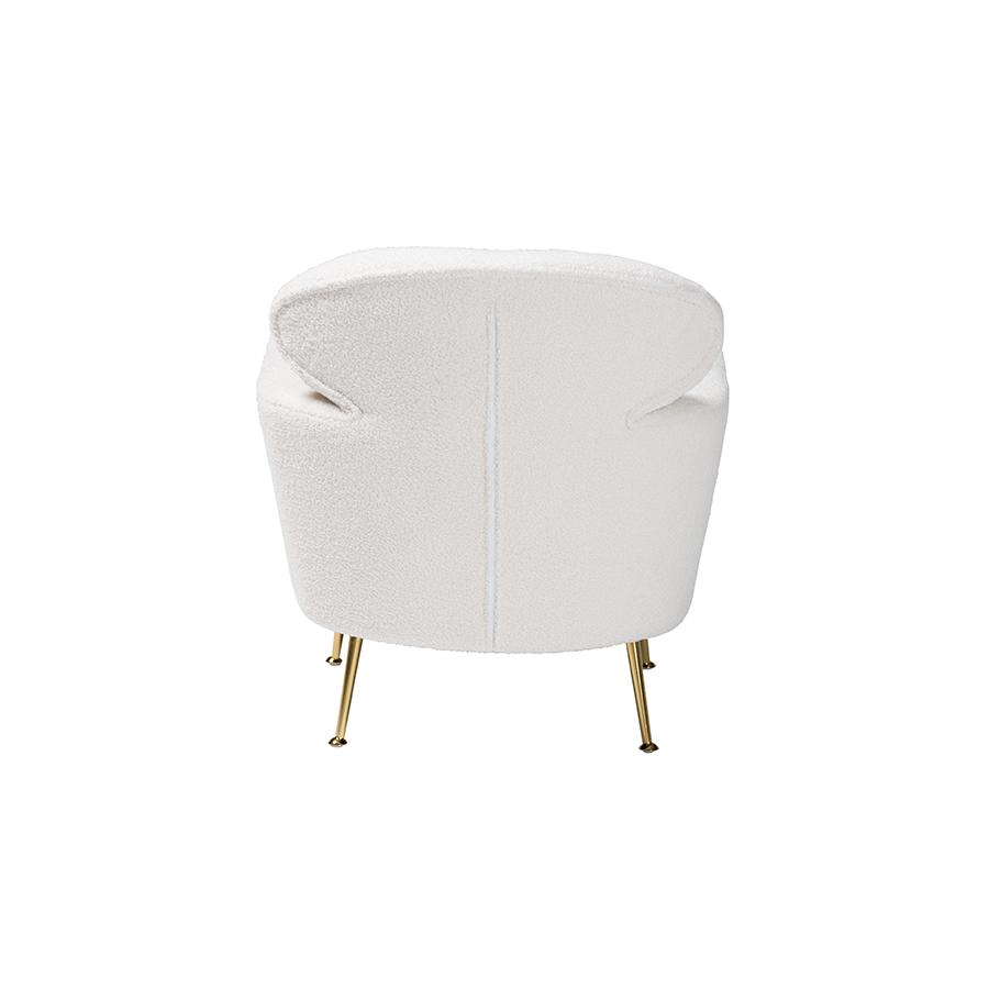 Baxton Studio Fantasia Modern and Contemporary Ivory Boucle Upholstered and Gold Metal Armchair