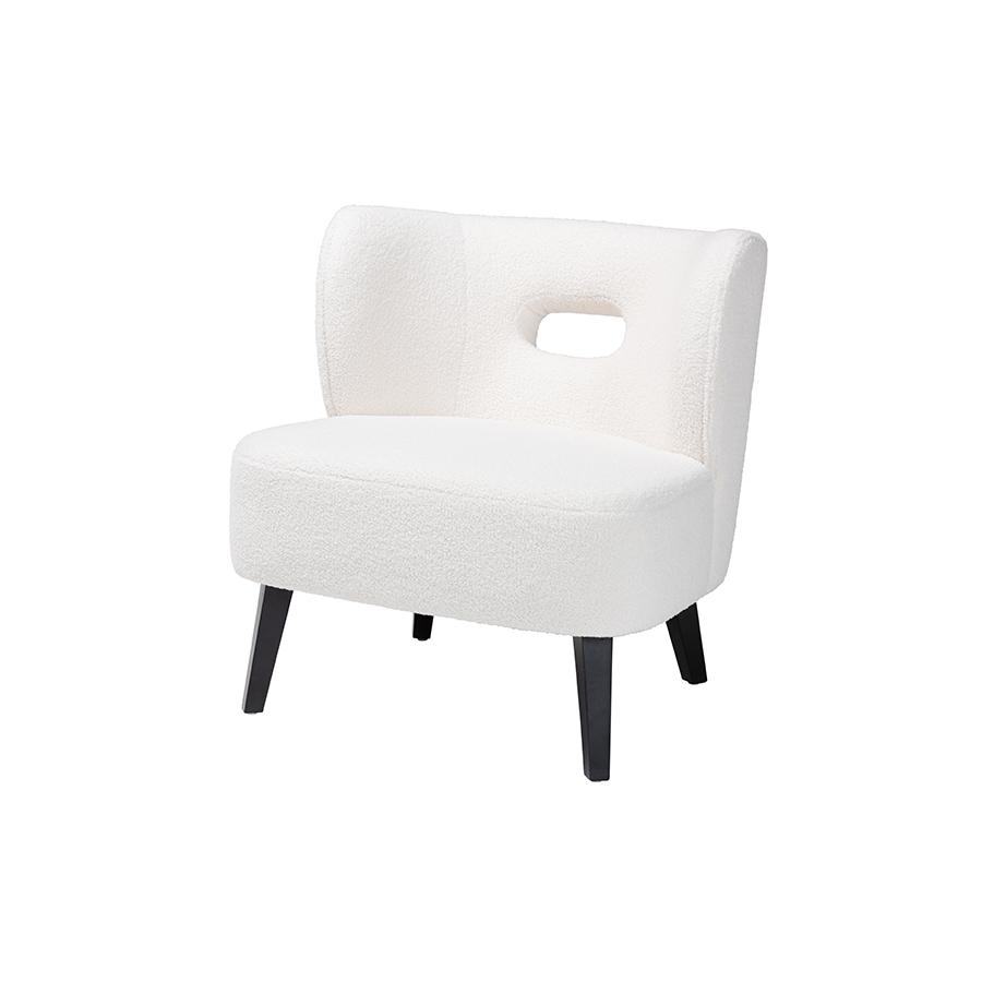 Baxton Studio Naara Modern and Contemporary Ivory Boucle Upholstered and Black Finished Wood Accent Chair