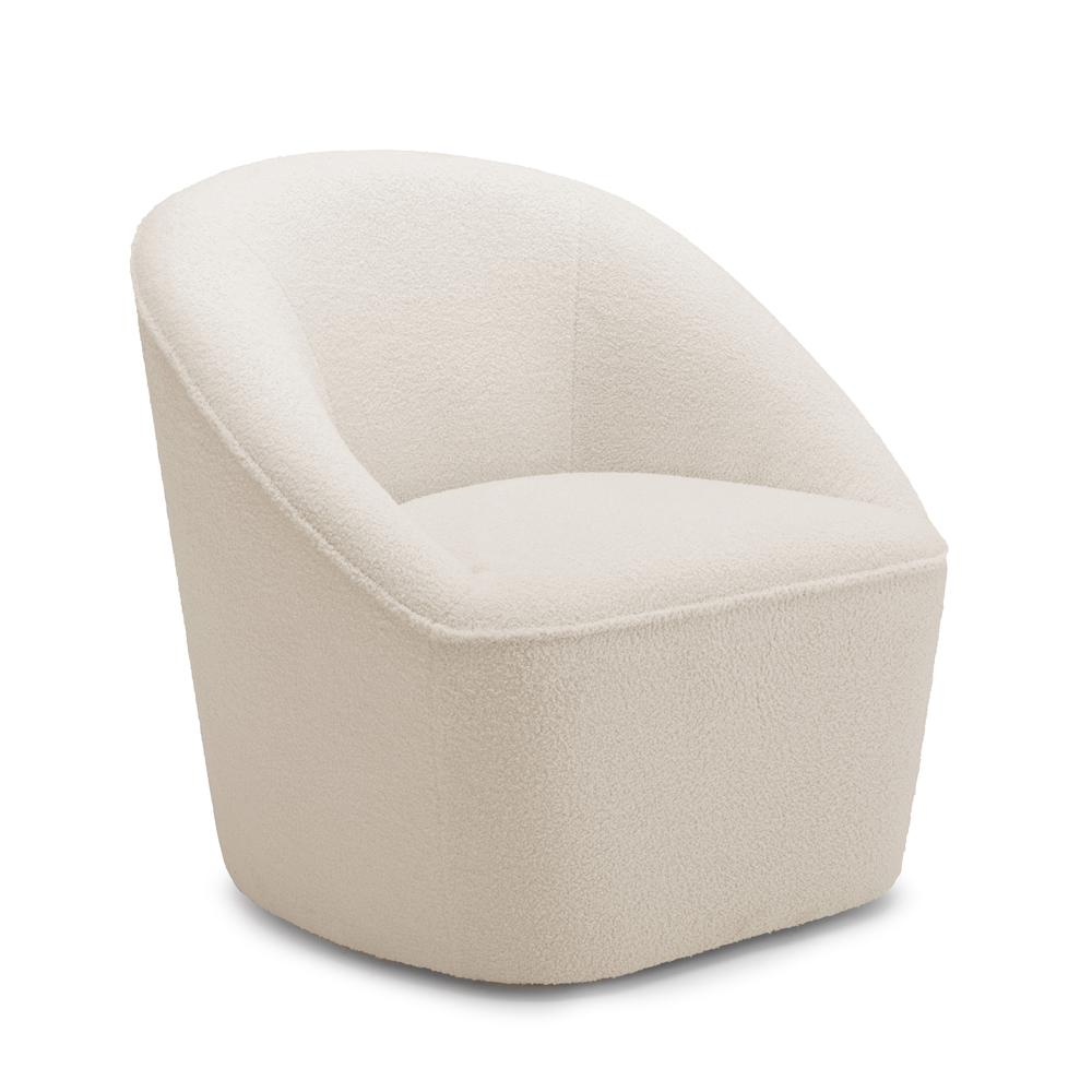 Andria Boucle Swivel Chair Milky White