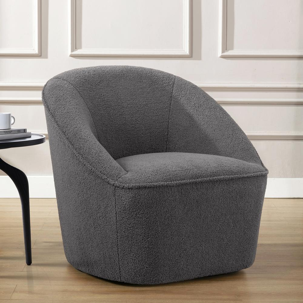 Andria Boucle Swivel Chair Grey
