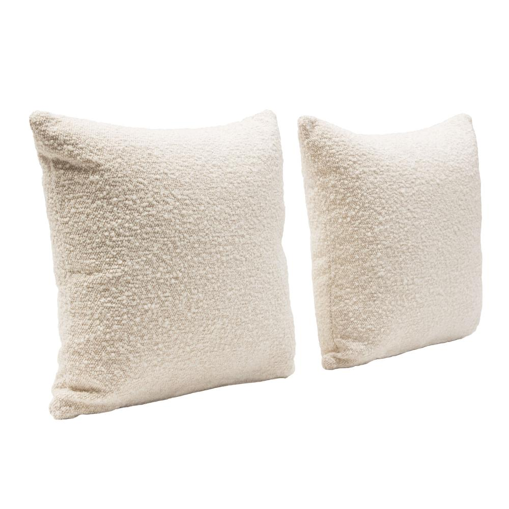 Set of (2) 16" Square Accent Pillows in Bone Boucle Textured Fabric by Diamond Sofa