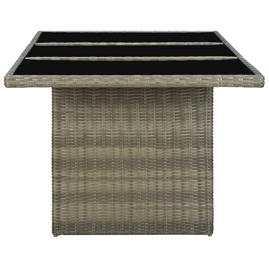 vidaXL Patio Table Brown Poly Rattan and Tempered Glass