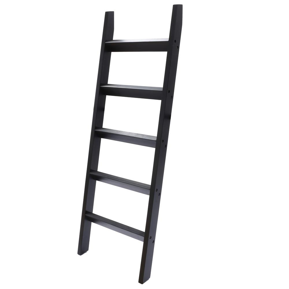 Black Wood 4.8ft Decorative Blanket Ladder