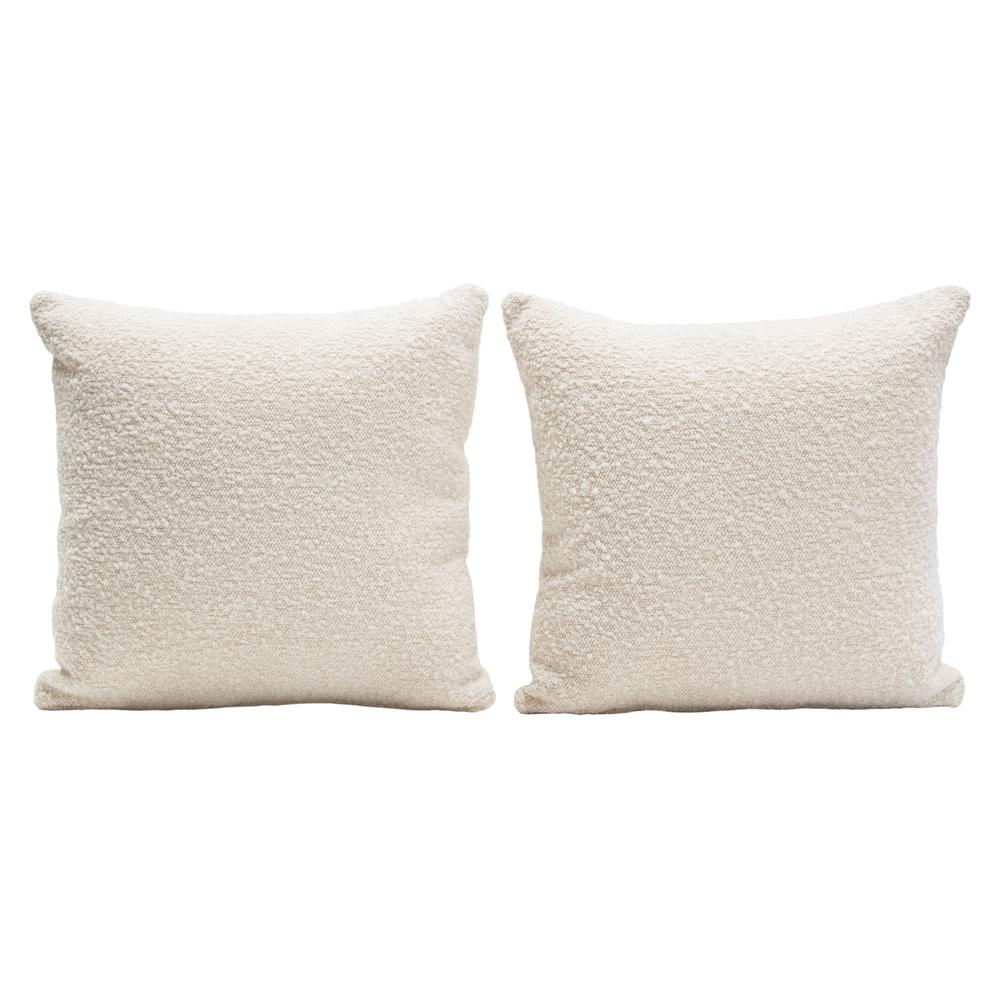 Set of (2) 16" Square Accent Pillows in Bone Boucle Textured Fabric by Diamond Sofa