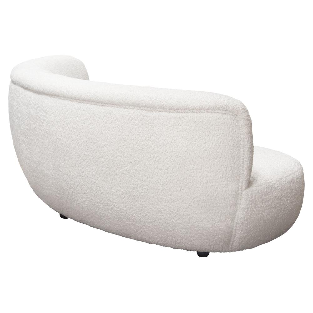 Curved Sofa in White Faux Sheepskin Fabric
