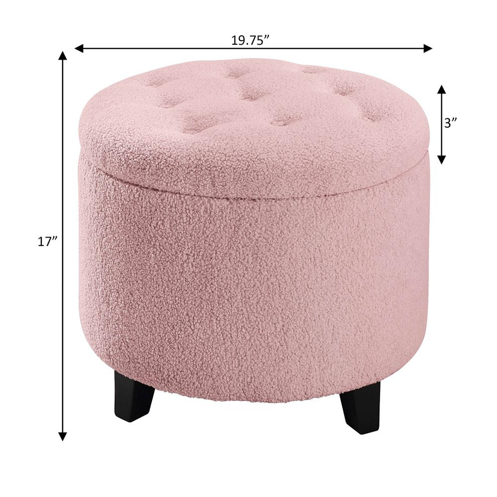 Designs4Comfort Round Sherpa Storage Ottoman, Pink