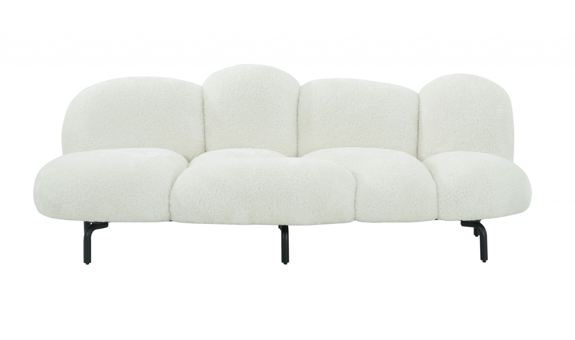 87" White Sherpa Bubble Cushion Sofa
