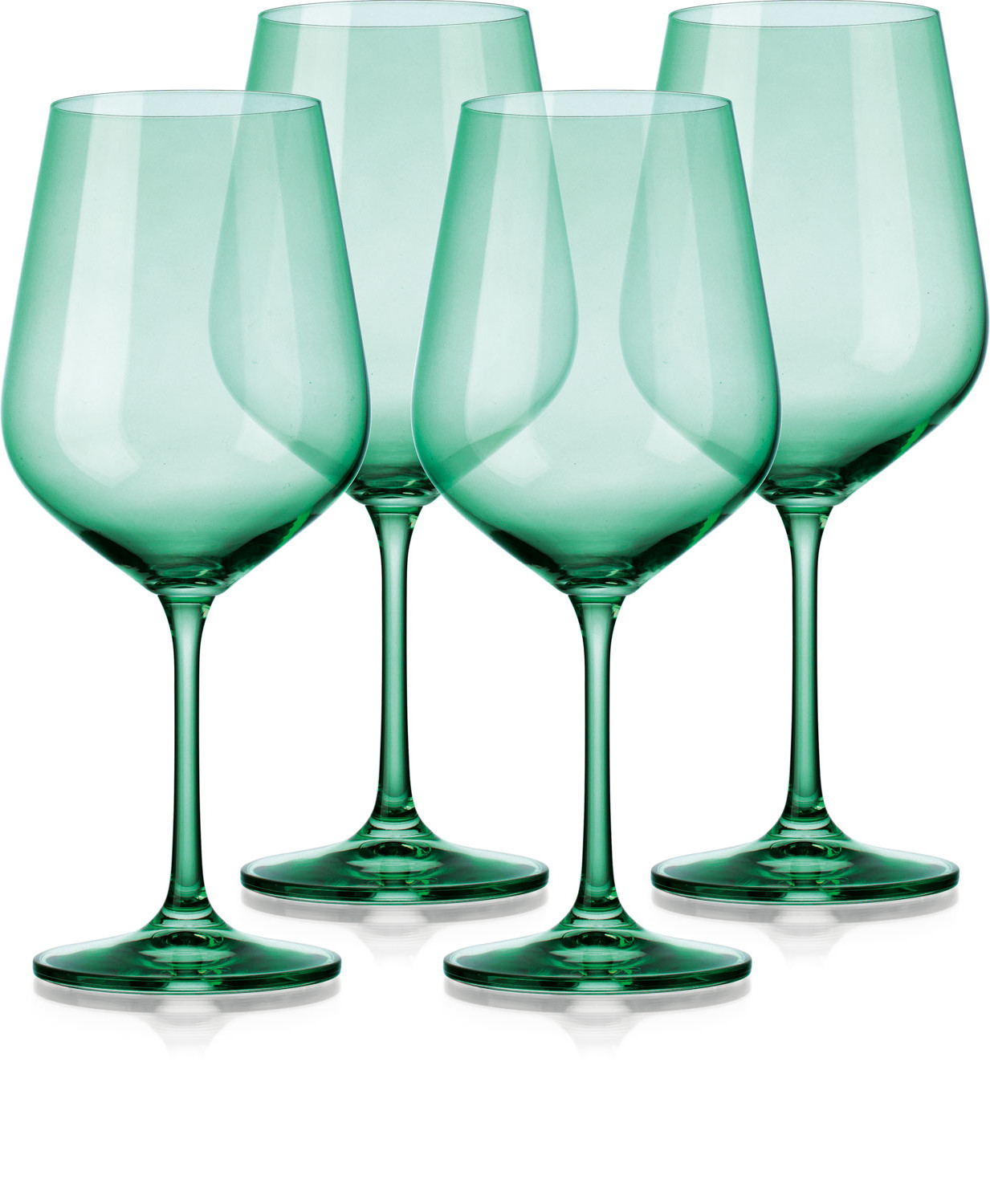 Set of Four Translucent Pale Green Large Wine Glasses