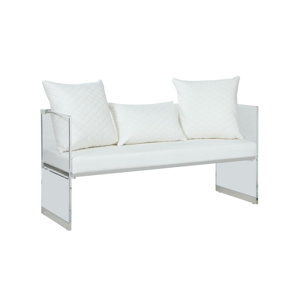 Contemporary Acrylic Bench w/ Upholstered Seat