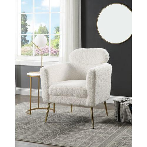 Connock White Teddy Sherpa Accent Chair