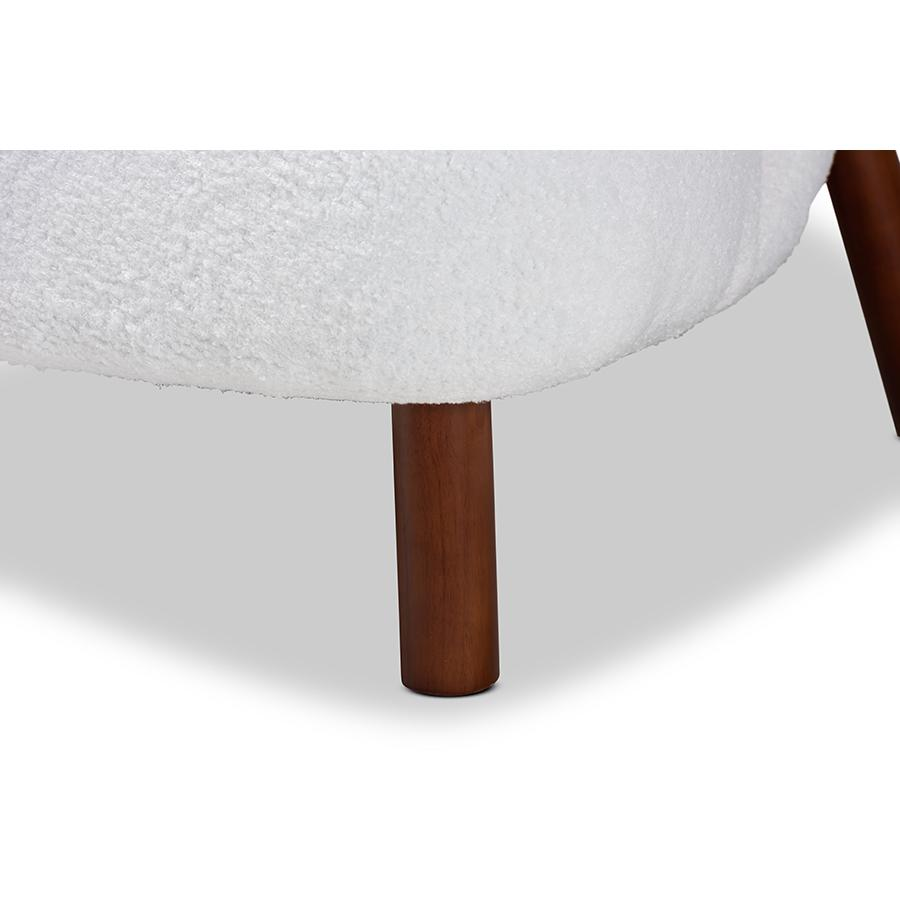 Baxton Studio Cabrera Modern and Contemporary White Boucle Upholstered and Walnut Brown Finished Wood Accent Chair