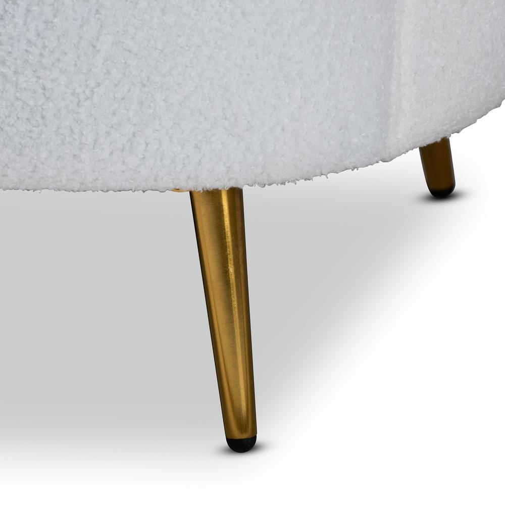 Baxton Studio Urian Modern and Contemporary White Boucle Upholstered and Gold Finished Metal Accent Chair