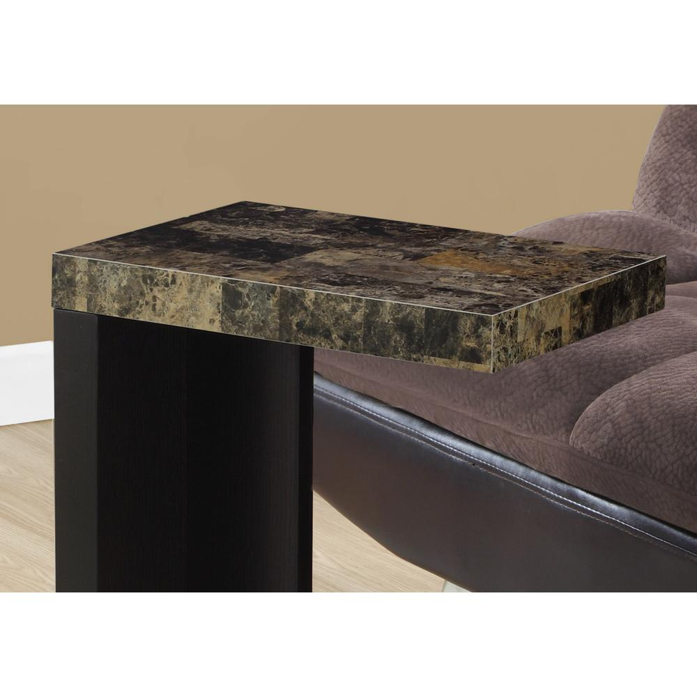 ACCENT TABLE - CAPPUCCINO / MARBLE-LOOK TOP