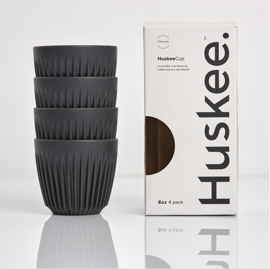 Huskee Reusable Coffee Cup 4 pack - Charcoal 6oz